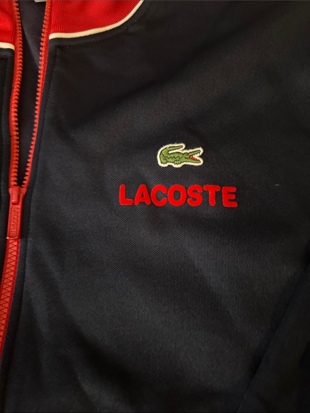 Lacoste Navy Jacket with Red Trim and Embroidered Logo - Picture 2 of 6
